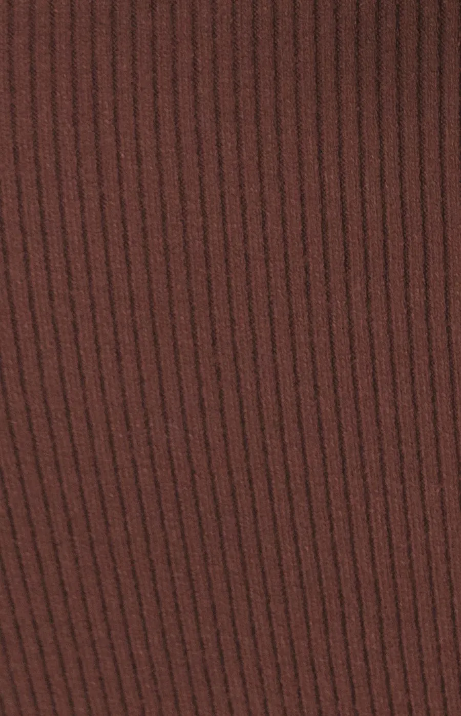 V-Neck Fitted Knit Dress - Chocolate