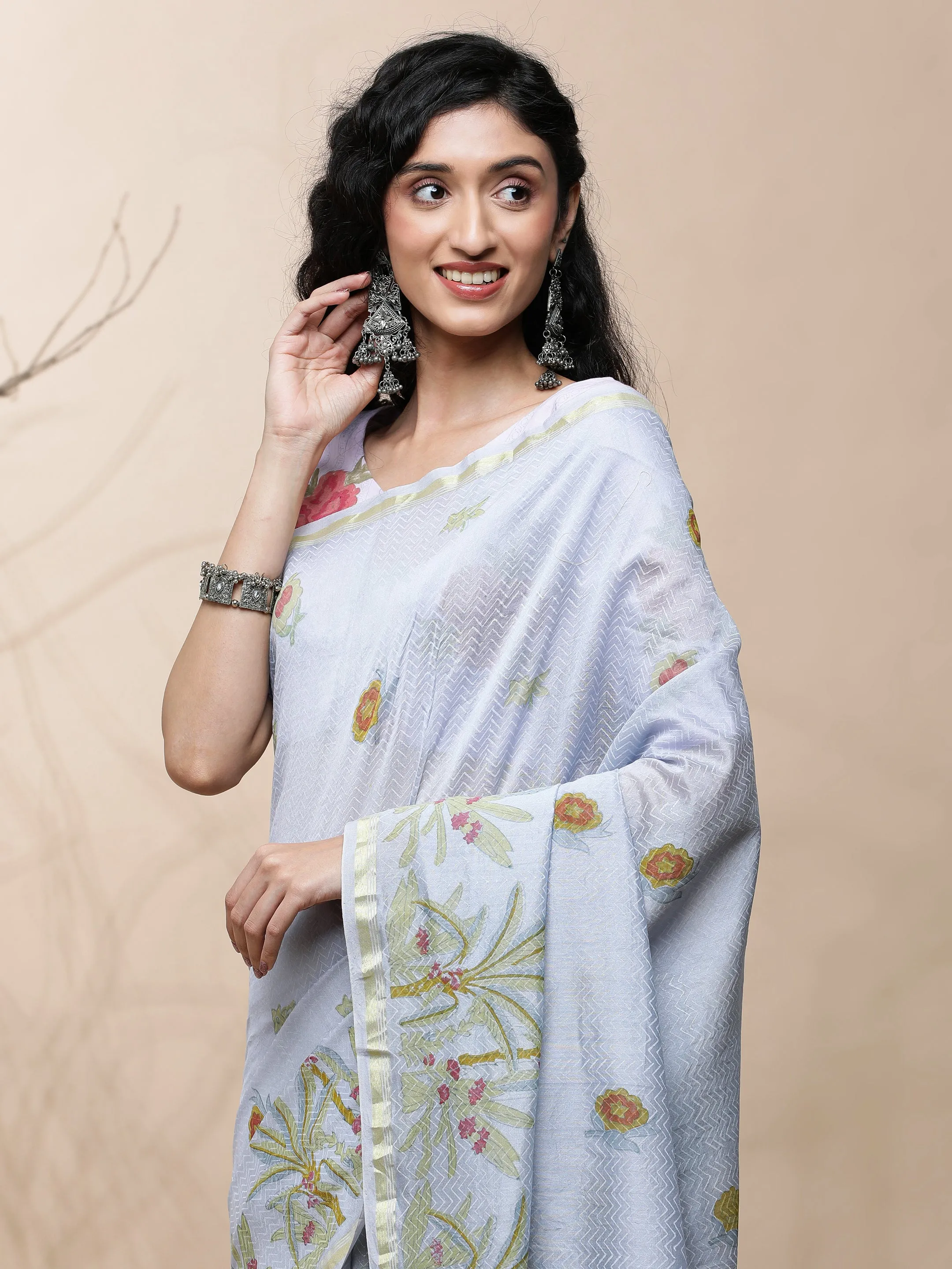 Vanya Chanderi Purple Silk Saree