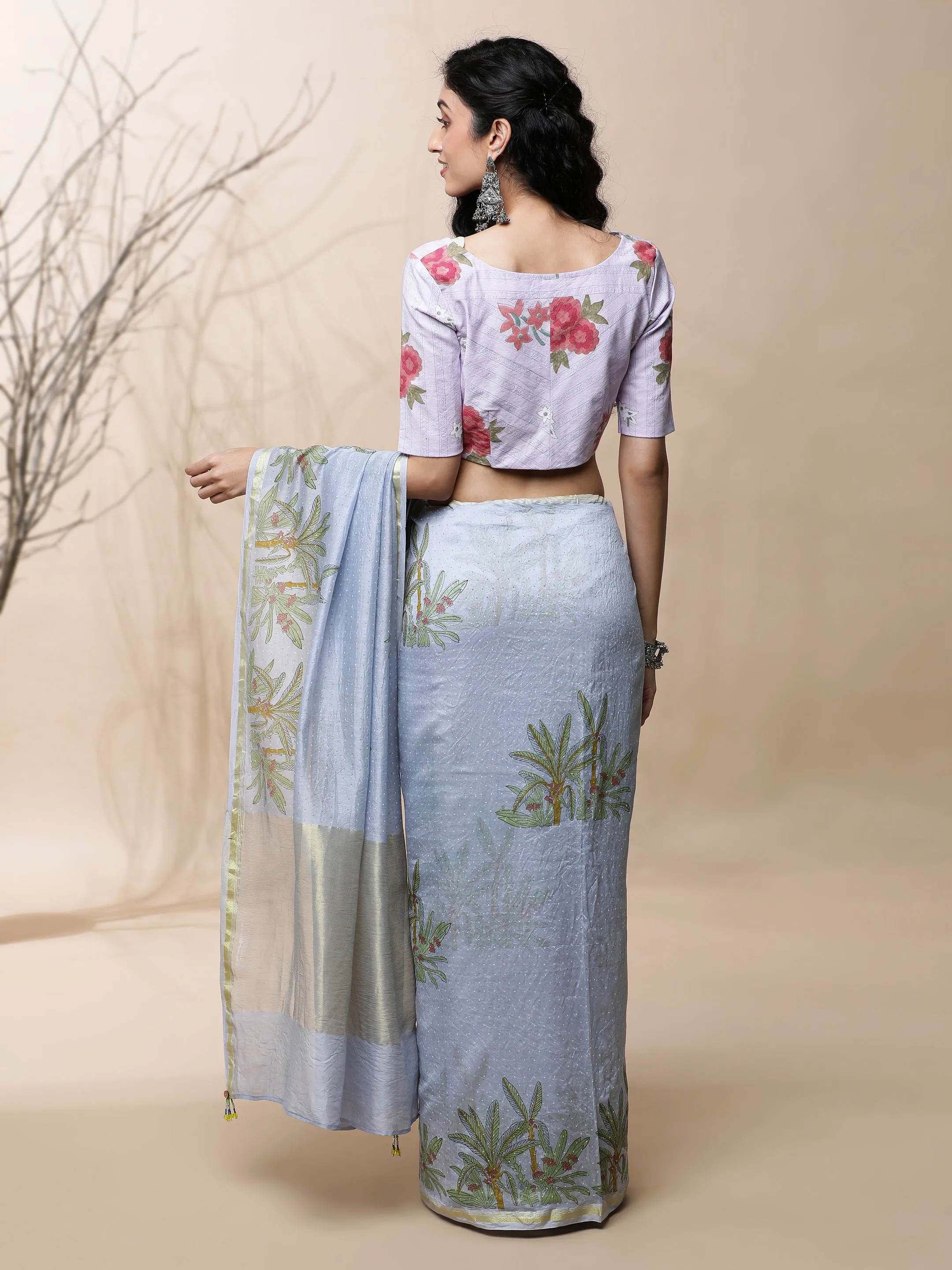 Vanya Chanderi Purple Silk Saree