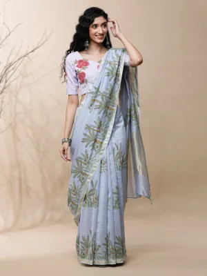 Vanya Chanderi Purple Silk Saree