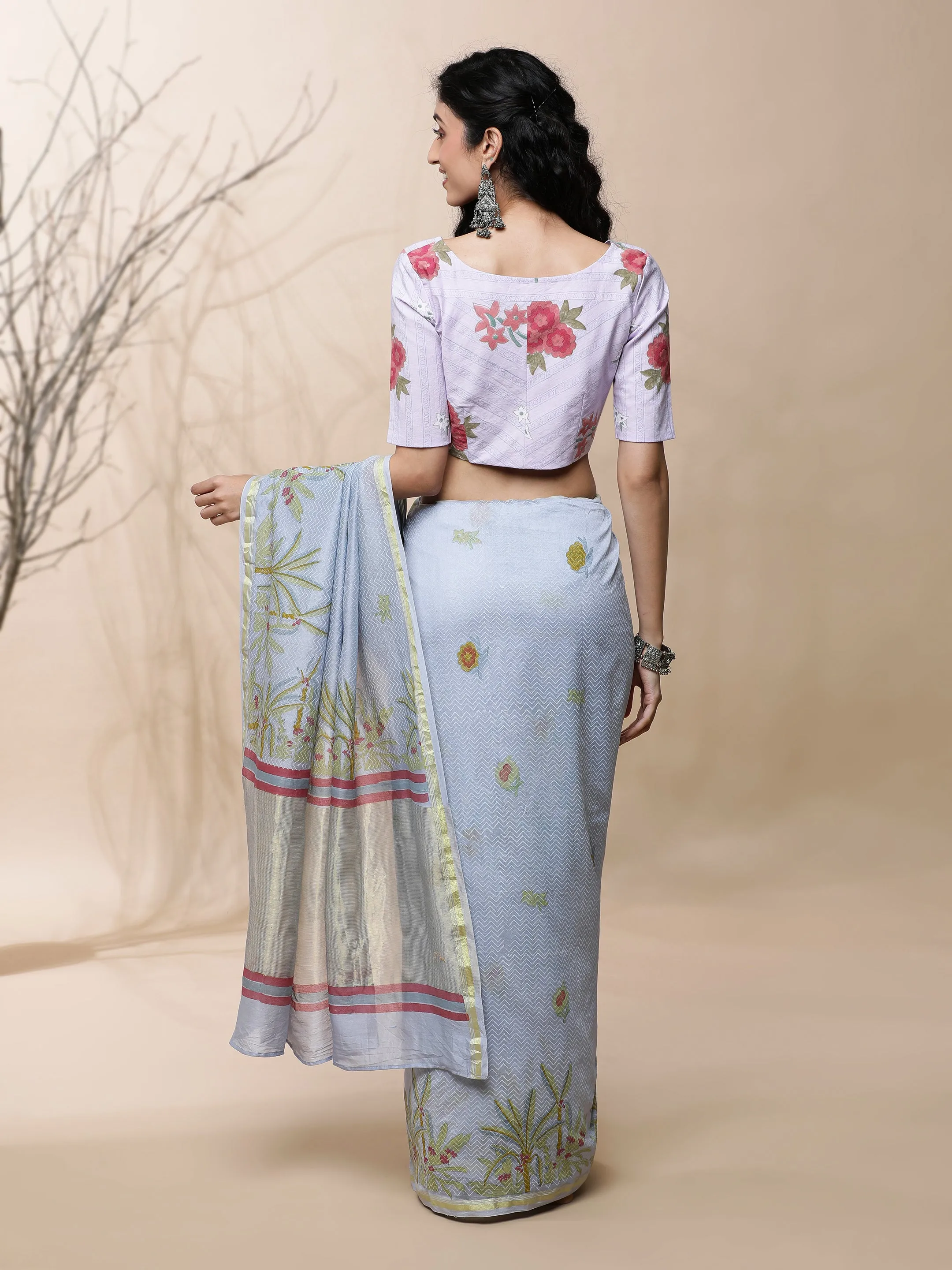 Vanya Chanderi Purple Silk Saree