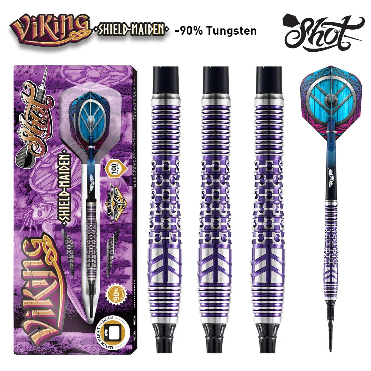 Viking Shield-Maiden Soft Tip Dart Set-90% Tungsten Barrels
