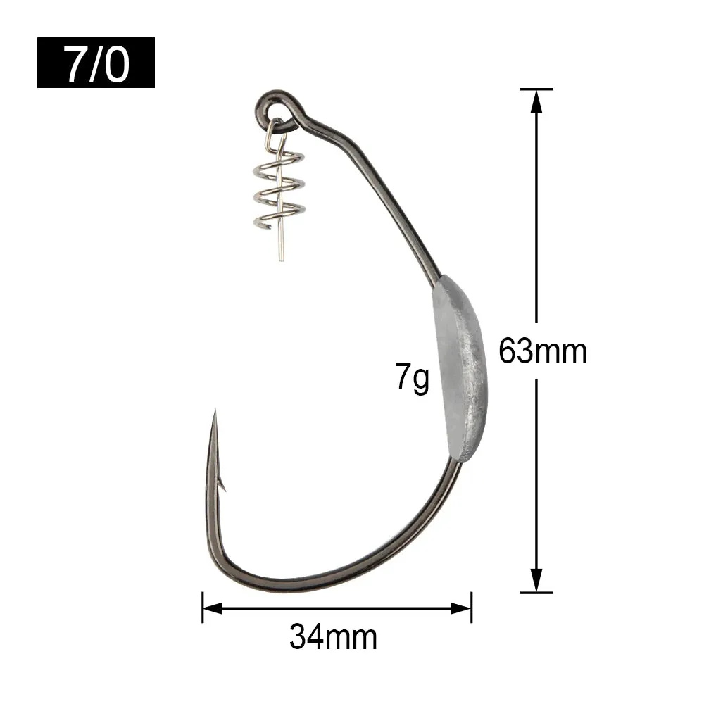 Weighted Swimbait weedless soft plastic Hook 5/0 7/0 10/0 Heavy Duty Wide Gap