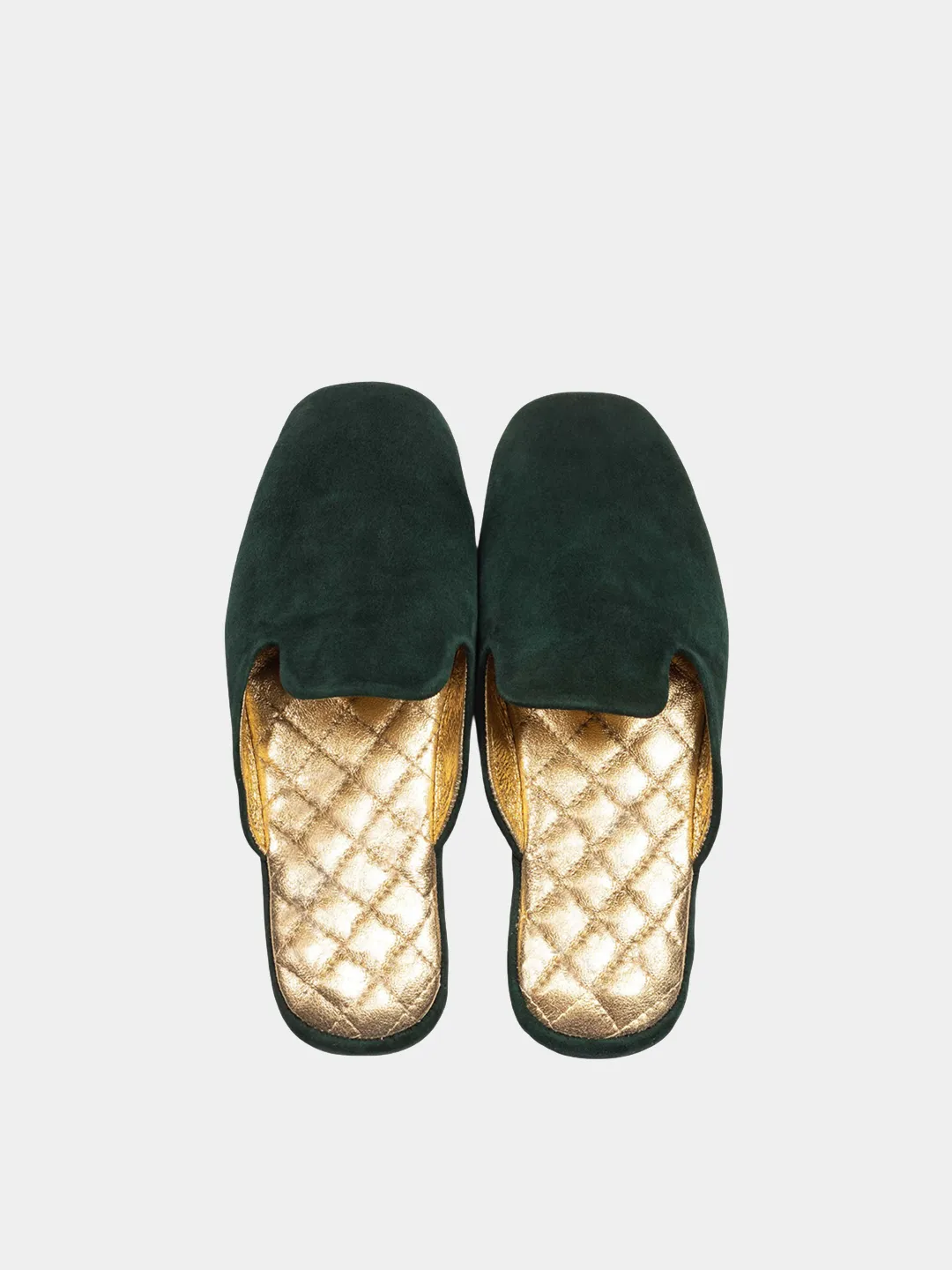 Women's green travel slippers with case Model 1111 Suede Leather