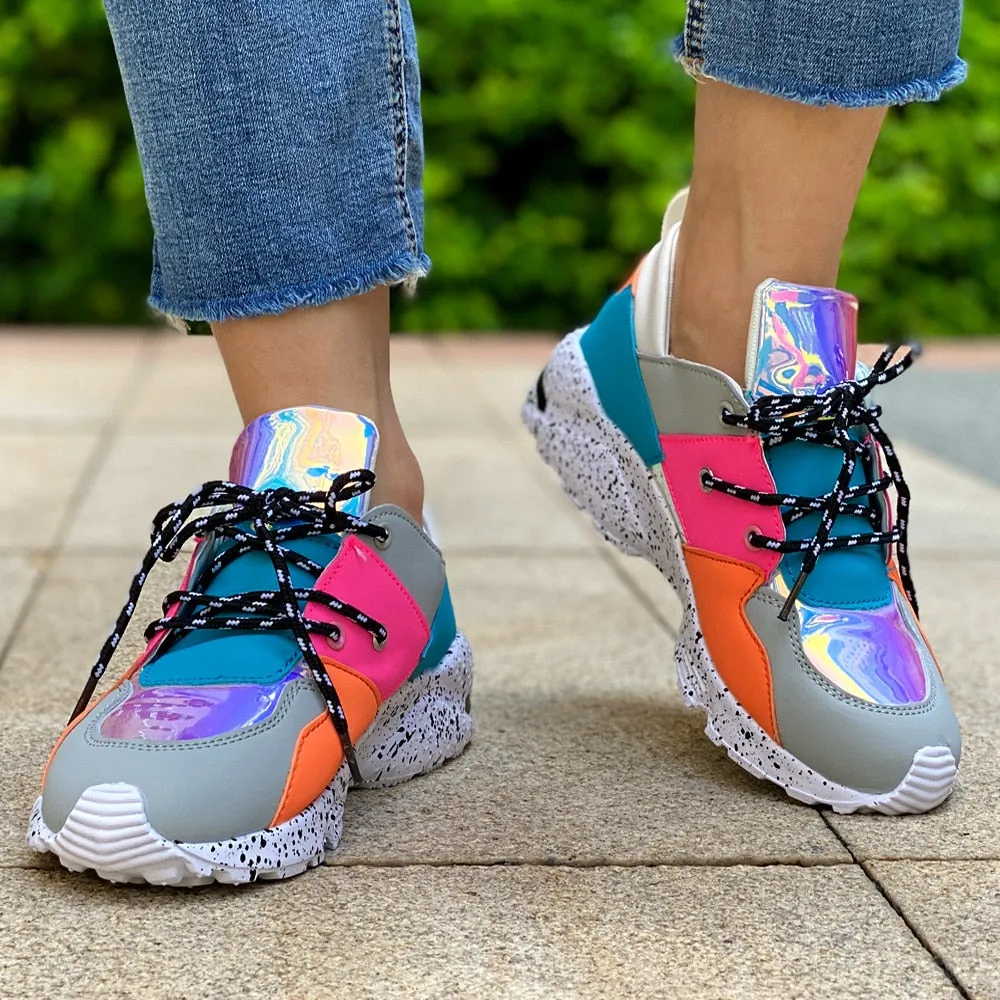 Women’s Stylish Multicolored Lace Up Sneakers | Ideal for All Seasons