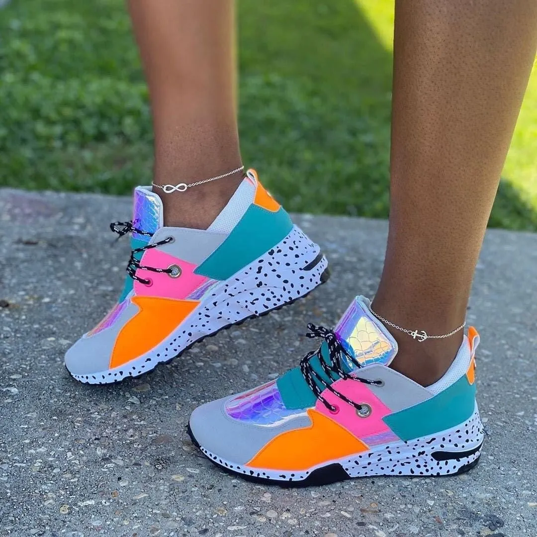 Women’s Stylish Multicolored Lace Up Sneakers | Ideal for All Seasons
