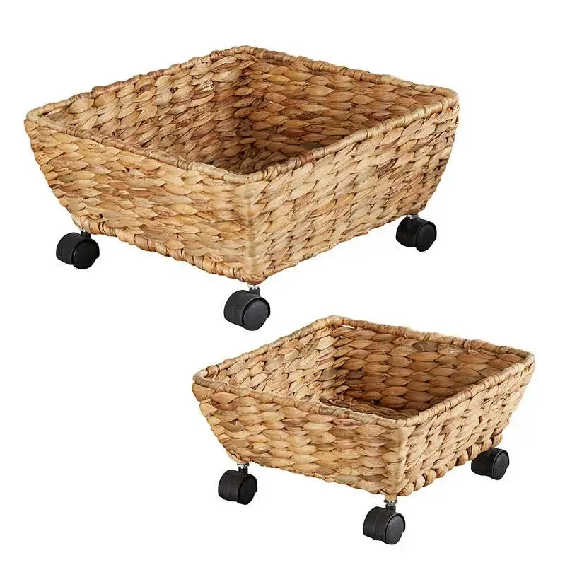 Woven Basket on Wheels