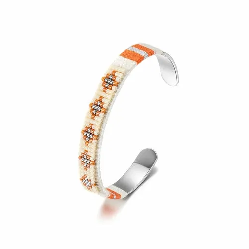 Woven Beaded Cuff Silver