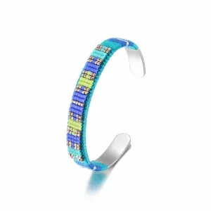 Woven Beaded Cuff Silver