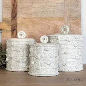 Woven Ceramic Canister 3 Piece Set